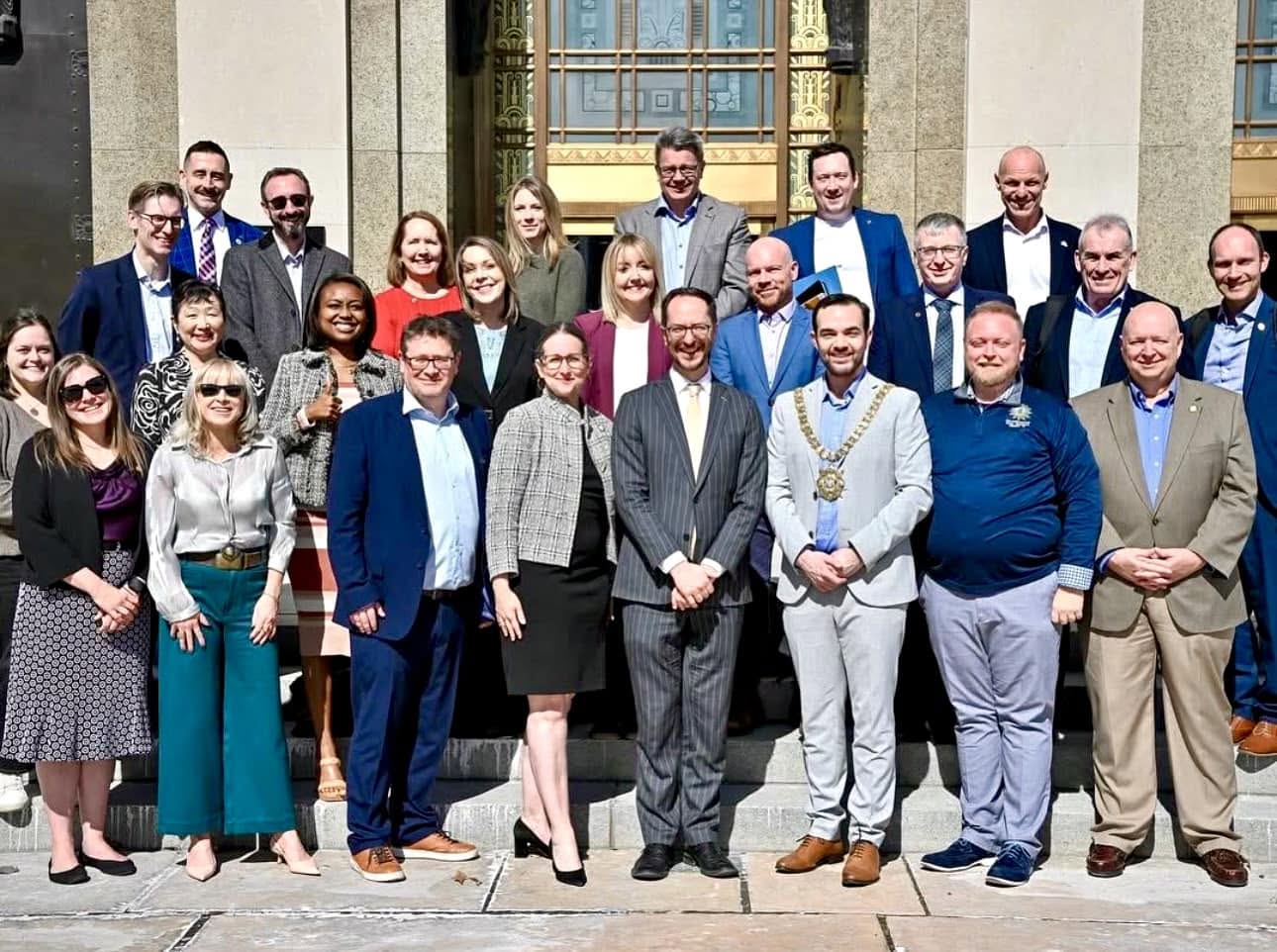 Belfast delegates and Nashville hosts gathered outside during the 2025 sister-city visit