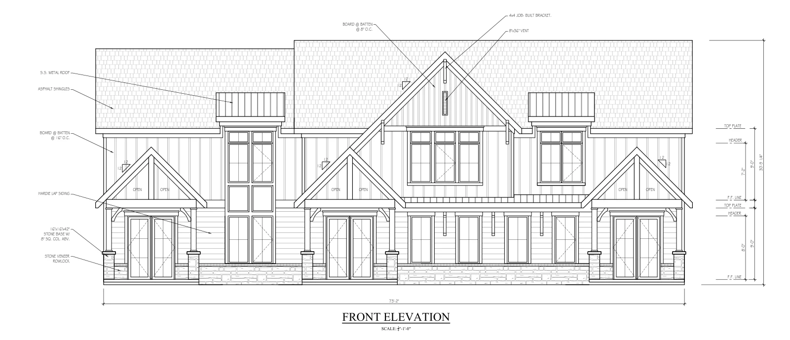 Front elevation from the July 17, 2024 revised 601 South 11th Street drawing set